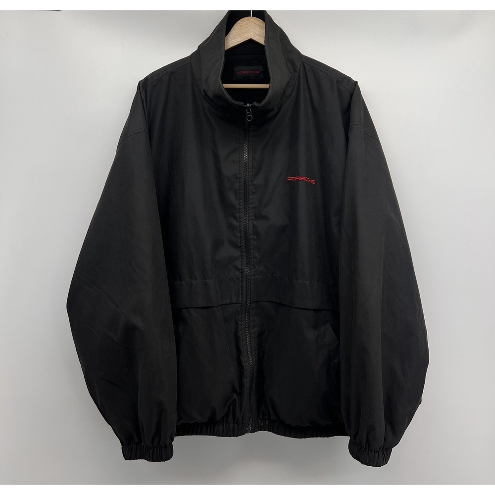 Vintage Porsche Reversible Fleece Jacket Size Large Black Double Sided Zip Up